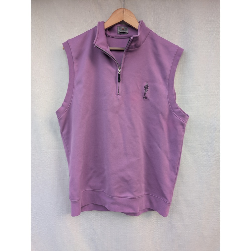 Fennec Quarter Zip Vest Mens Large Purple Sleeveless Golf Pullover Embroidered